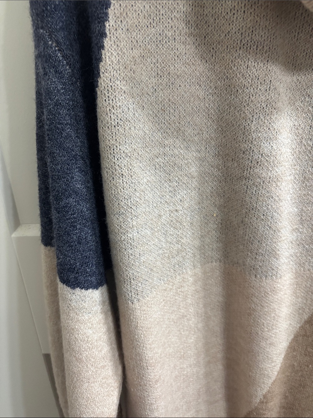 Blu Pepper Beige and Navy Colorblocked Long Sleeve Sweater dress